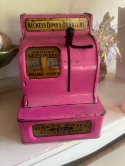 Vintage Uncle Sam pink Register bank