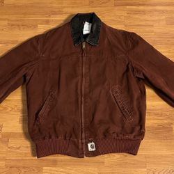 Carhartt Vintage Men’s Burgundy Maroon Clay Santa Fe Bomber Jacket Size Large, Style Code J14 CLY