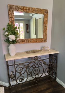 Decorative Console Table & Gold Wall Mirror