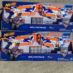Lot Of 2-Nerf N Strike Splitstrike Elite Series 2-Blasters Battle Cammo 8-Darts