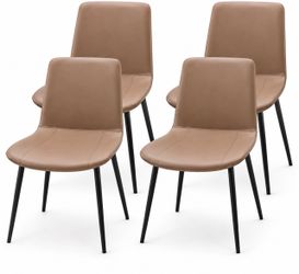 Set of 4 Brown Faux Leather Ding Chair