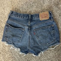 Levi's 501 Women's Cut Off Denim Shorts Blue Distressed Frayed Hem