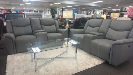 Beautiful Grey Power Reclining Sofa&loveseat On Sale Now $1499