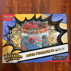 Pokemon Mega Feraligatr EX Box Ascended Heroes 4 Packs & Promos Brand New! 💦