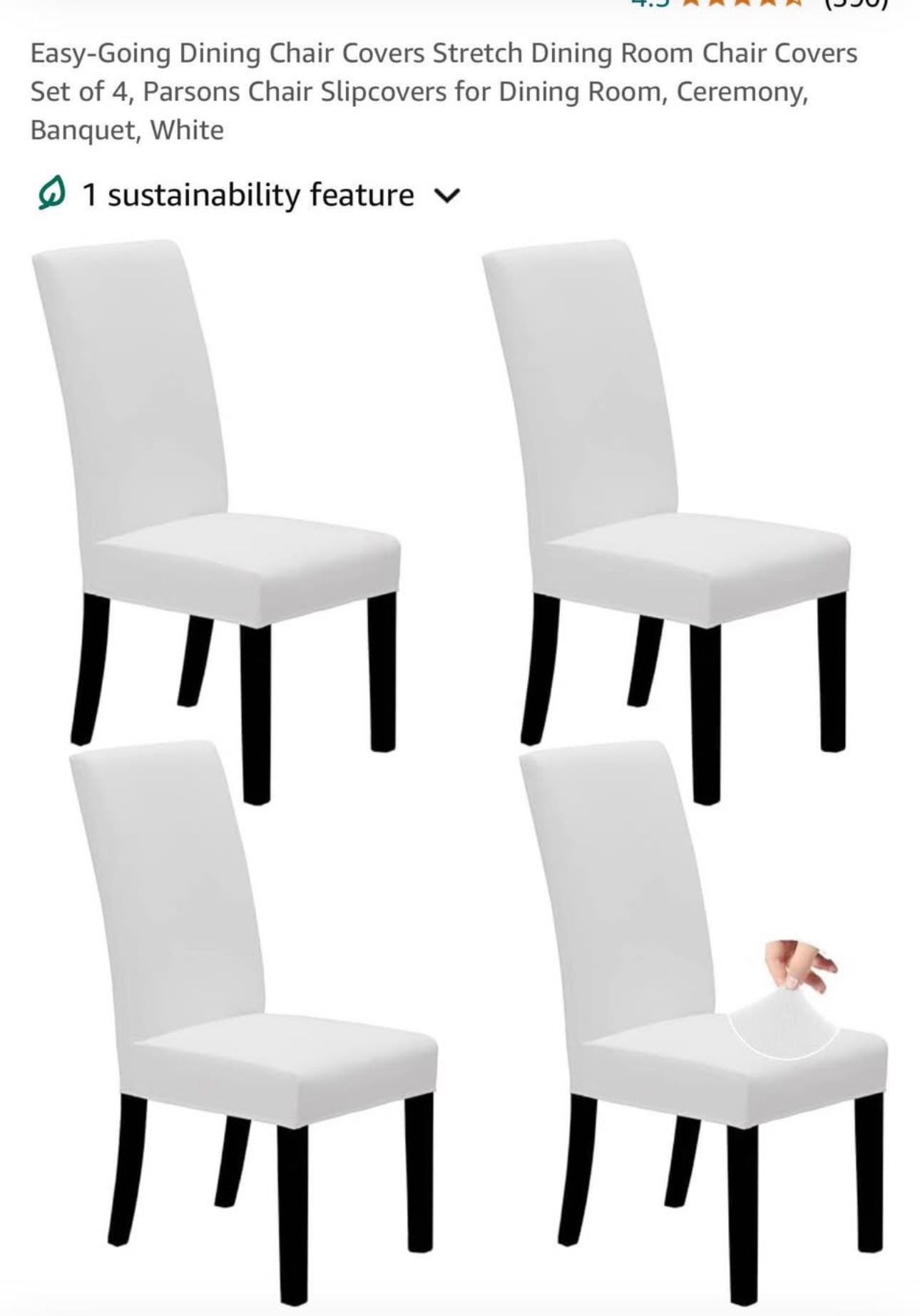 White Dining Chair Covers Set of 4, Parsons Chair Stretch Slipcovers for Dining