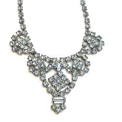 Old Blue Rhinestone Necklace 