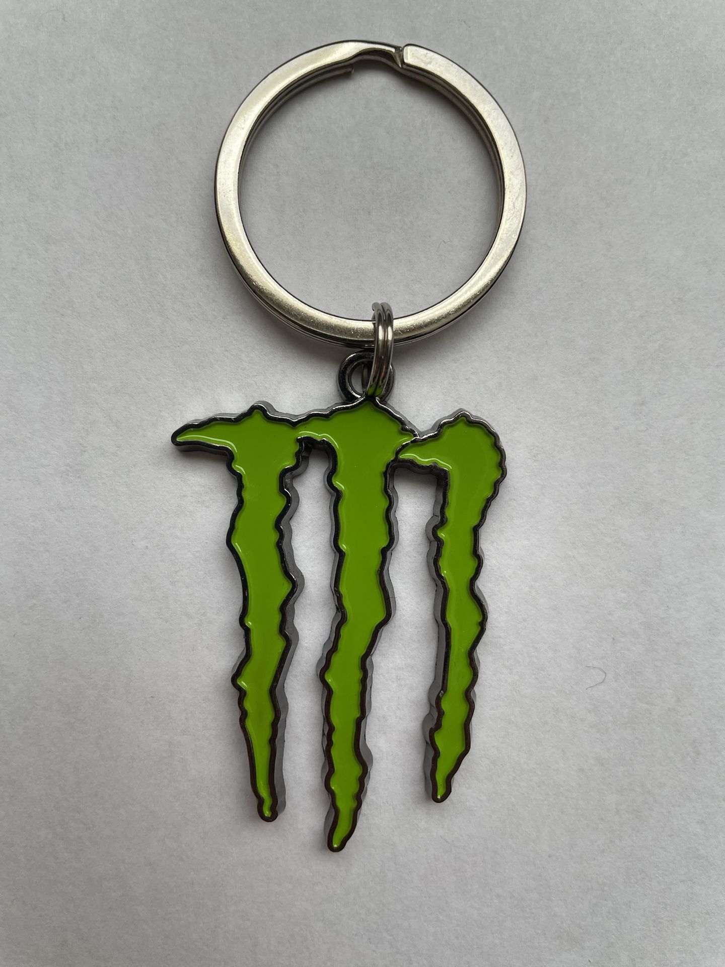 Monster Energy Drink Keychain Green Logo Metal Enamel