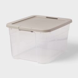 Sterilite Clear Storage Box with Latches and Gray Lid