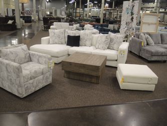Dunaway 2 Piece Left Chaise Sectional - White | L-Shaped Couch | Corner Couch