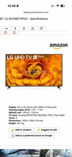 LG 82” tv