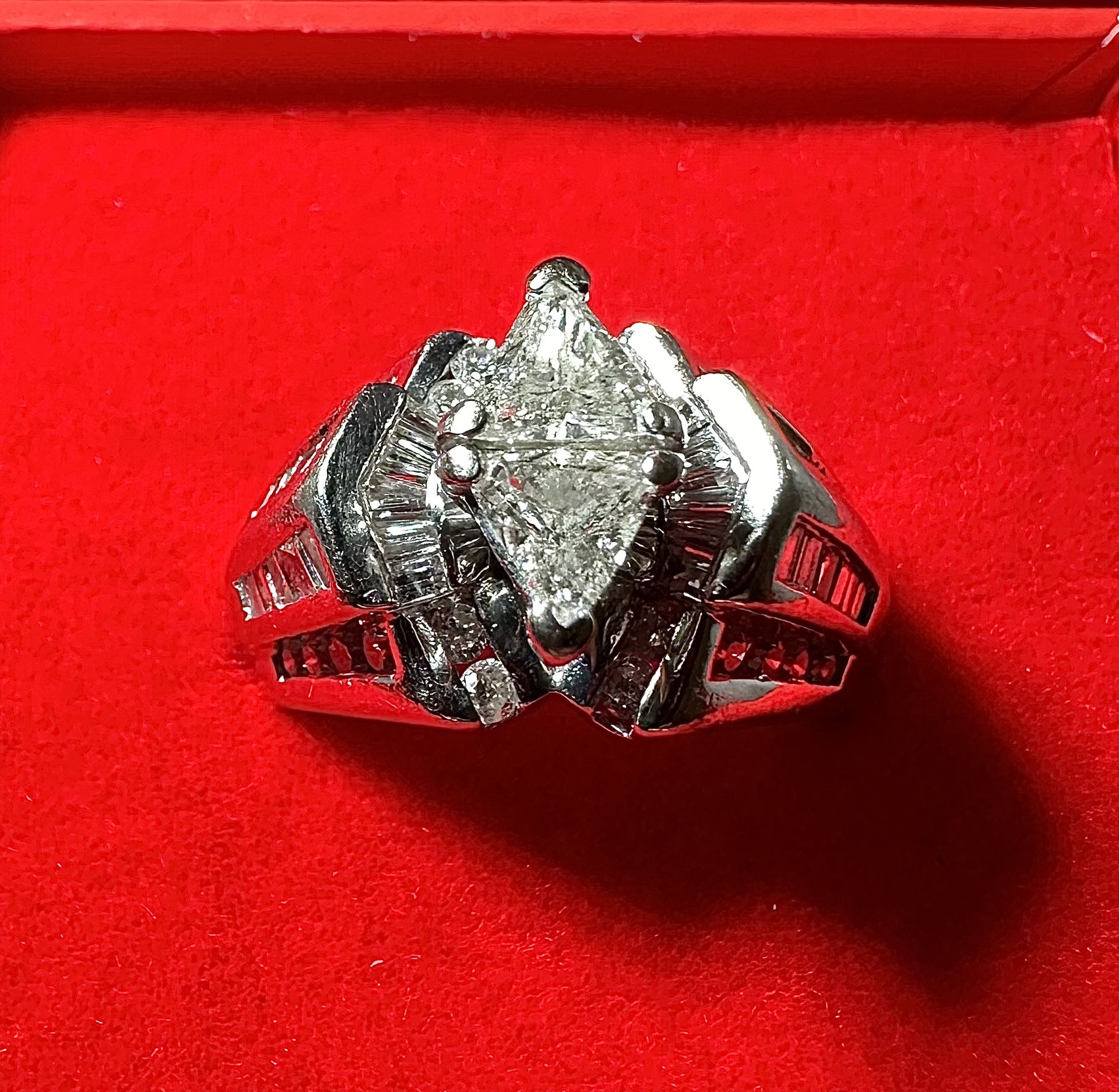 Marquee Style 14k White Gold Lady’s Ring