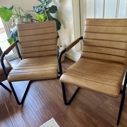 Mid Century Leather Accent Chairs