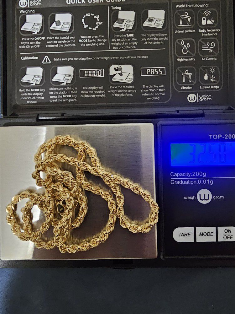 18k Solid D/C Rope Chain 