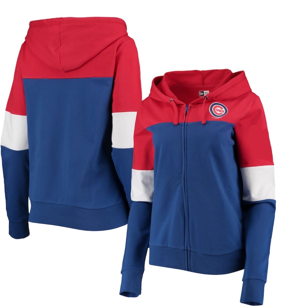 Chicago Cubs New Era Women Colorblock French Terry Full-Zip Hoodie Royal Size: M