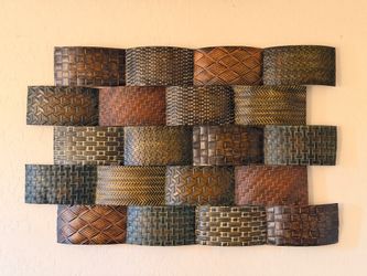 Wall decor - metal artwork - earth color tones and textures