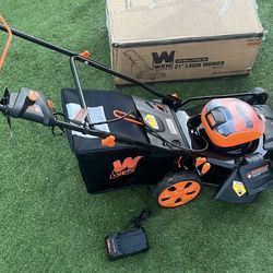 WEN Cordless Electric Lawn Mower, 21-Inch Deck with two 40V Max Batteries and Charger (40441)