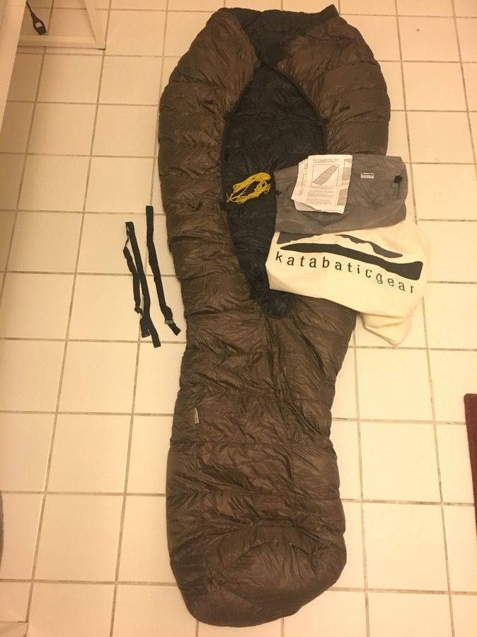 Katabatic Gear, Alsek 22°F, 6’6”, 900 fill power goose down quilt style sleeping bag.