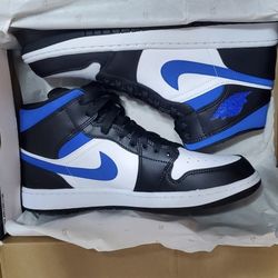 Jordan 1 Mid White Black Racer Blue
