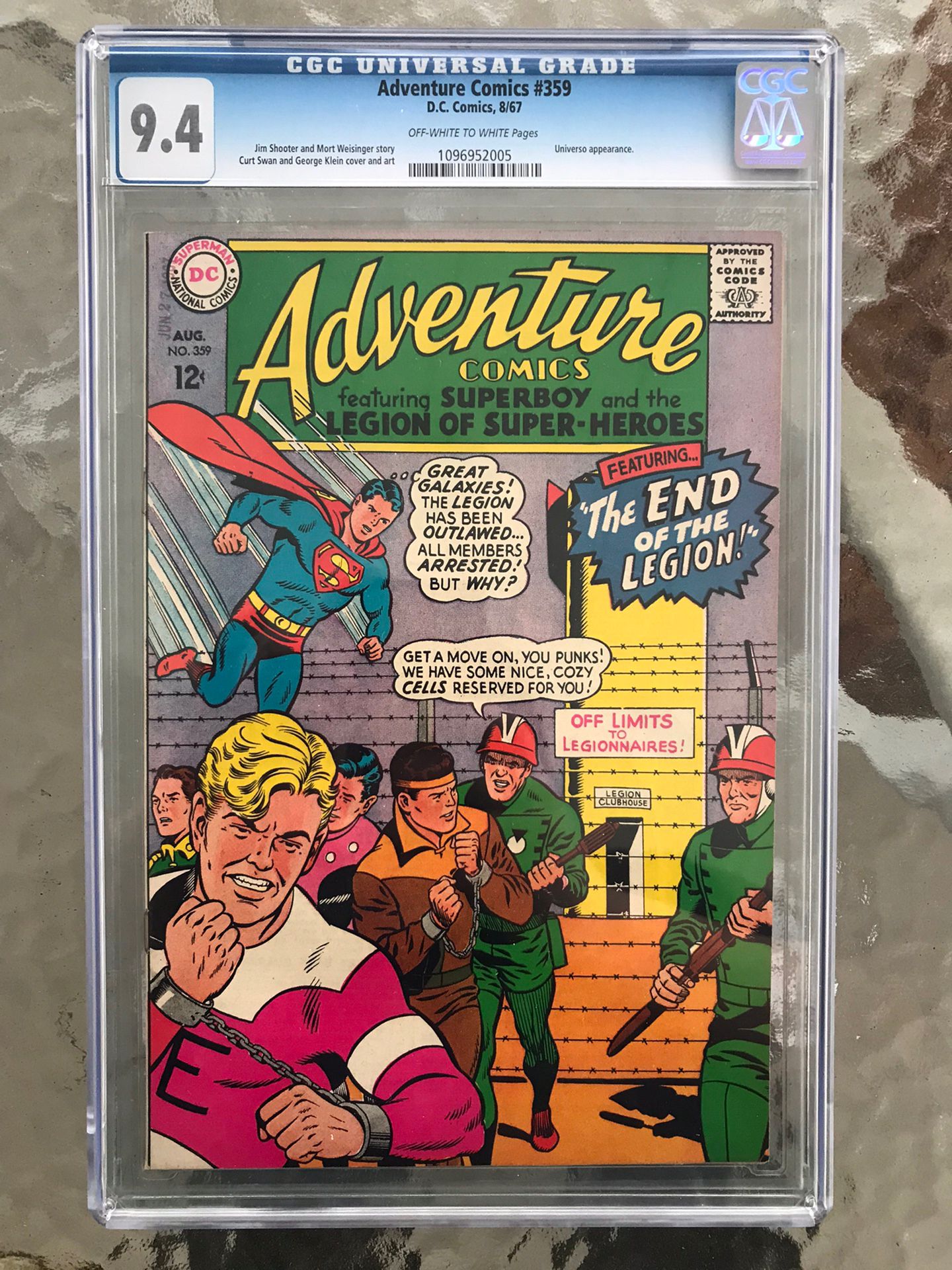 ADVENTURE COMICS #359 CGC 9.4 — O/W TO WHITE PAGES! JIM SHOOTER CURT SWAN