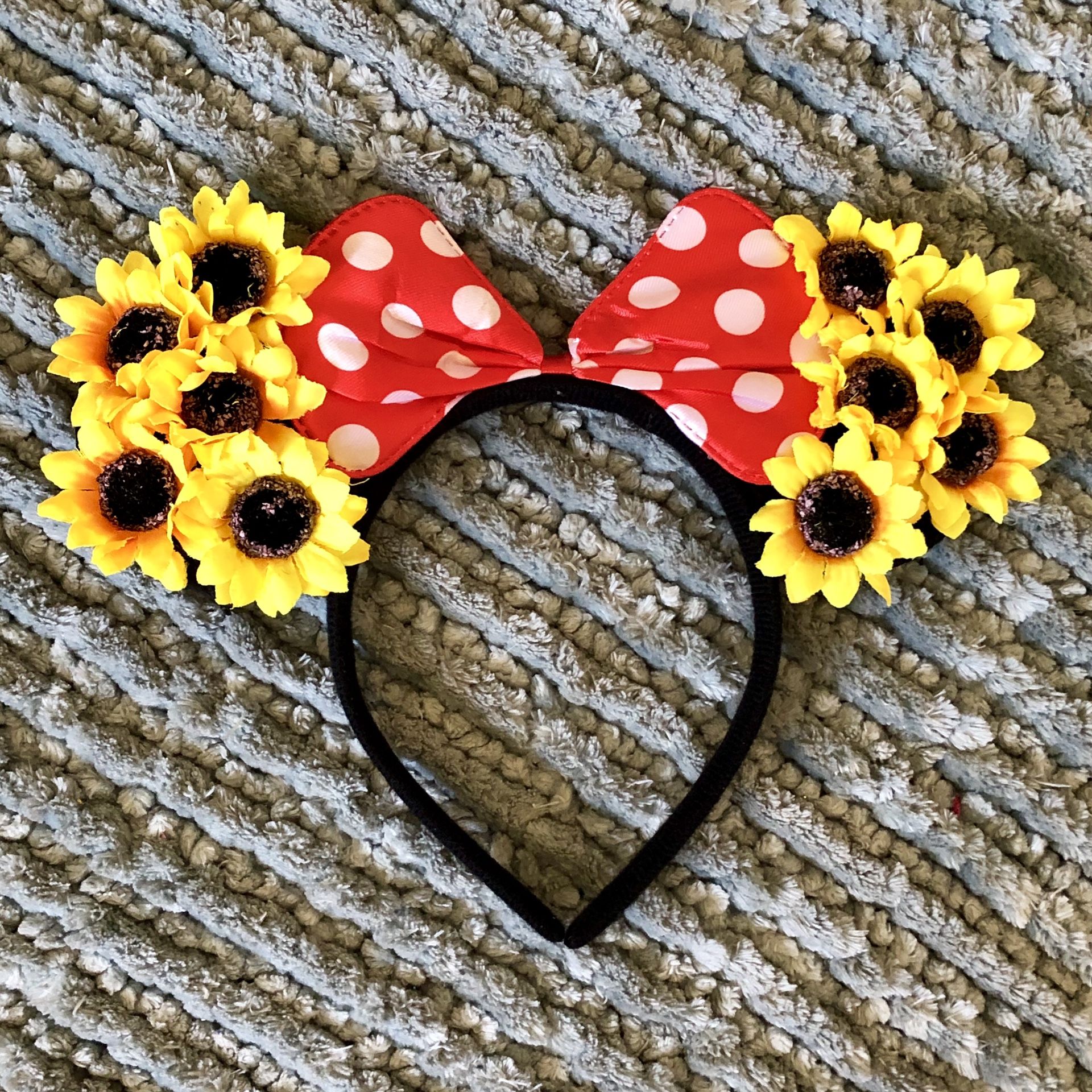 Minnie Mouse Red Polkadot Bow & Sunflower 🌻 Headband Ears