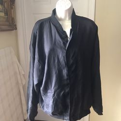 Mens Silk Lightweight Black Jacket Size Medium 