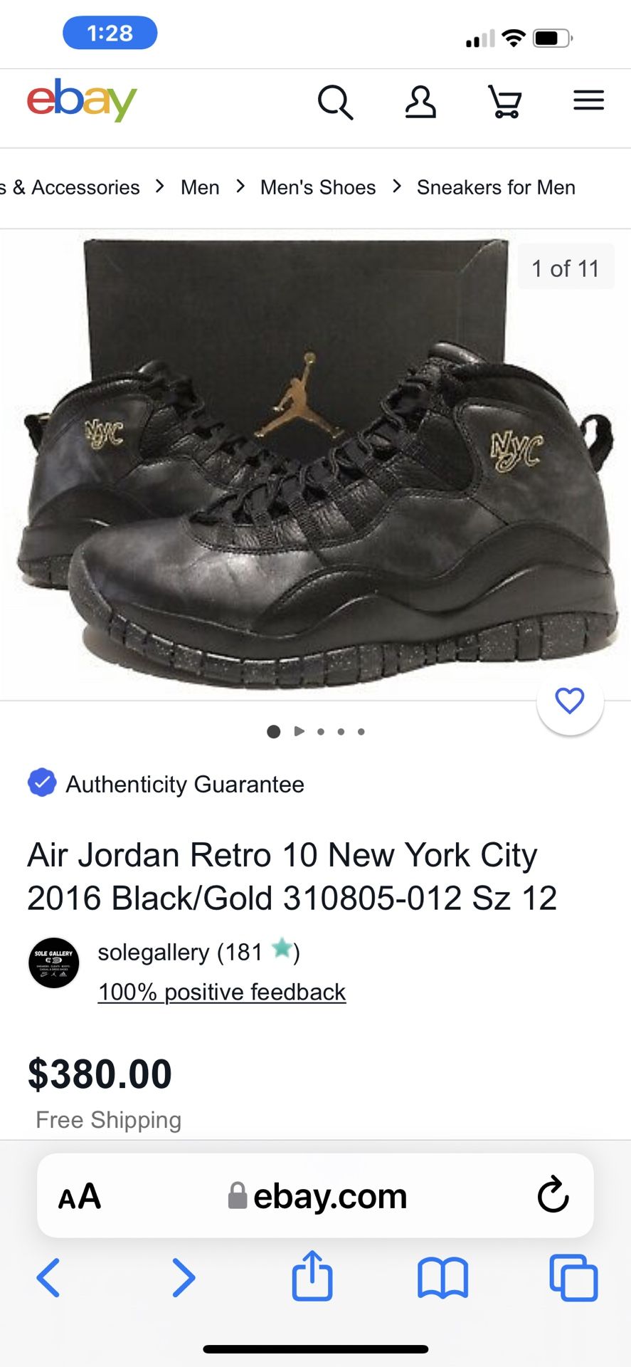 Air Jordan Retro 10 New Your City Black&gold