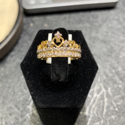 Ladies Natural Diamond Crown 10k Solid Gold Ring