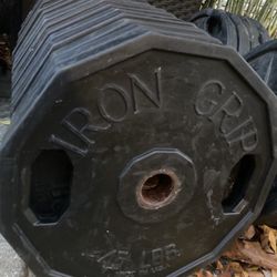 Iron Grip 45 Lb Rubber Wrapped Steel Olympic Plates