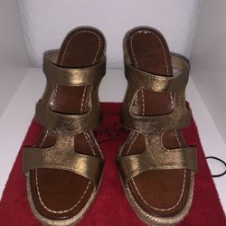 Christian louboutin gold wedge
