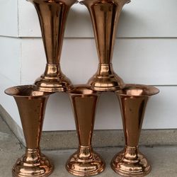Copper Trumpet Vases Lot