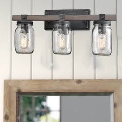 LIGHTS--Vintage Three Light Bathroom Vanity Fixture