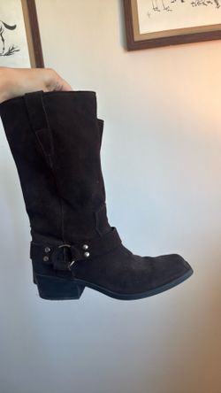 Brown suede boots
