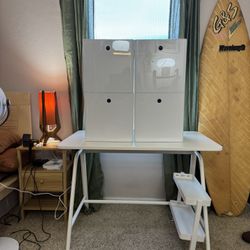 IKEA GLADHÖJDEN Extendable Desk White + KUGGIS + VATTENKAR