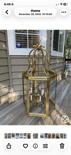 BRASS AND GLASS CHANDELIER