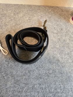 Heavy duty black leather dog leash 1 inch wide x 47 inches long