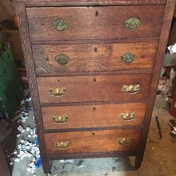 Antique Solid Wood Dresser With Wheels 