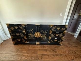 Black and gold dresser