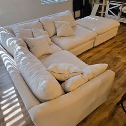 White Sofa Couch And Ottoman