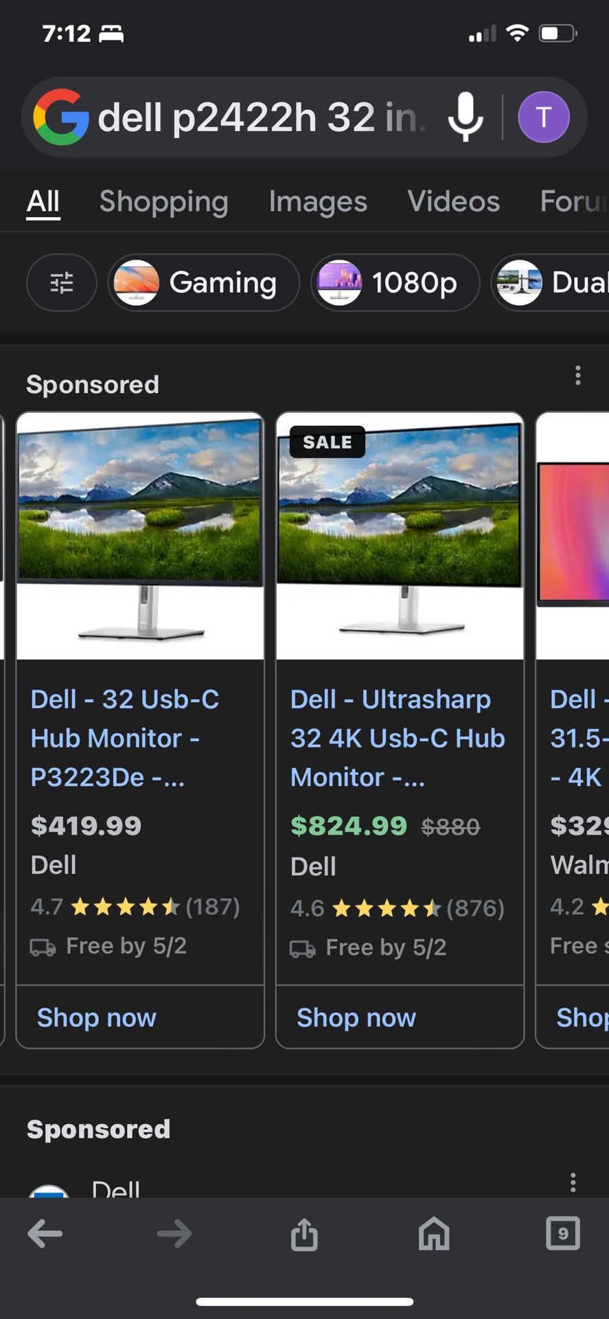 Dell 24” Monitors (2) P2422H