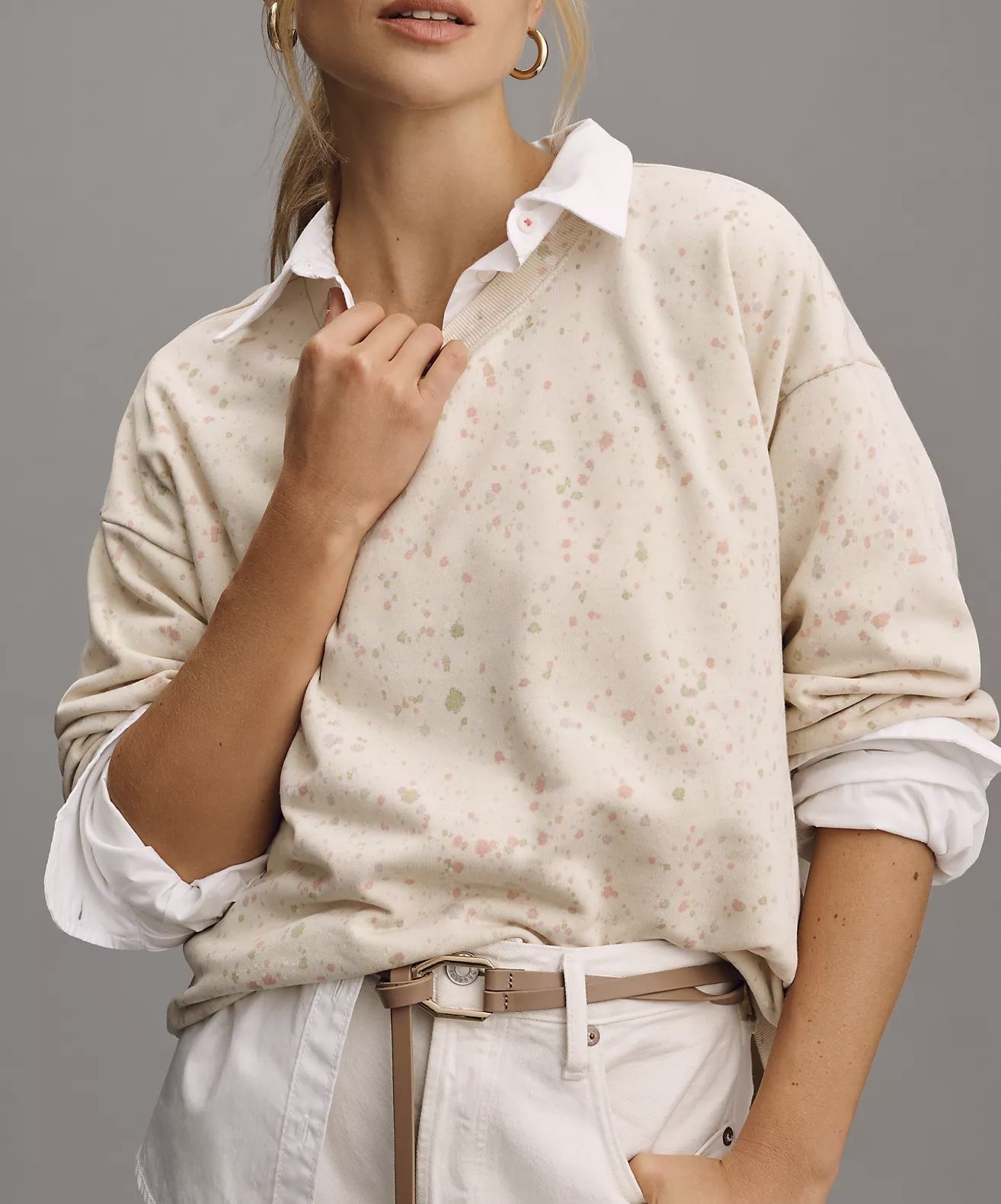 NWT $98 By Anthropologie Woman’s Paint Splatter Top, Sz S