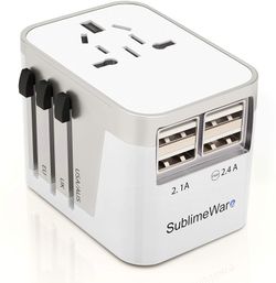 International Power Adapter Travel Plug - 4 USB Ports Universal Work for 150 Countries - 120 Volt Adapter - Adapter Type C Type A Type G Type I f for