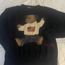 Ralph Lauren 1993 navy vintage Teddy Bear Sweater