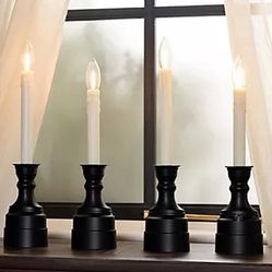 Bethlehem Lights Set of Four Adjustable Window Candles Battery Operated Black NEW