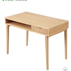 Boho Wood Desk With Drawer