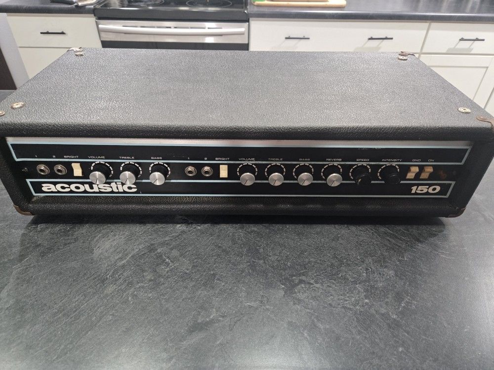 Vintage 70's Acoustic 150 Blue Panel Guitar/Bass Amplifier Head 125 Watts