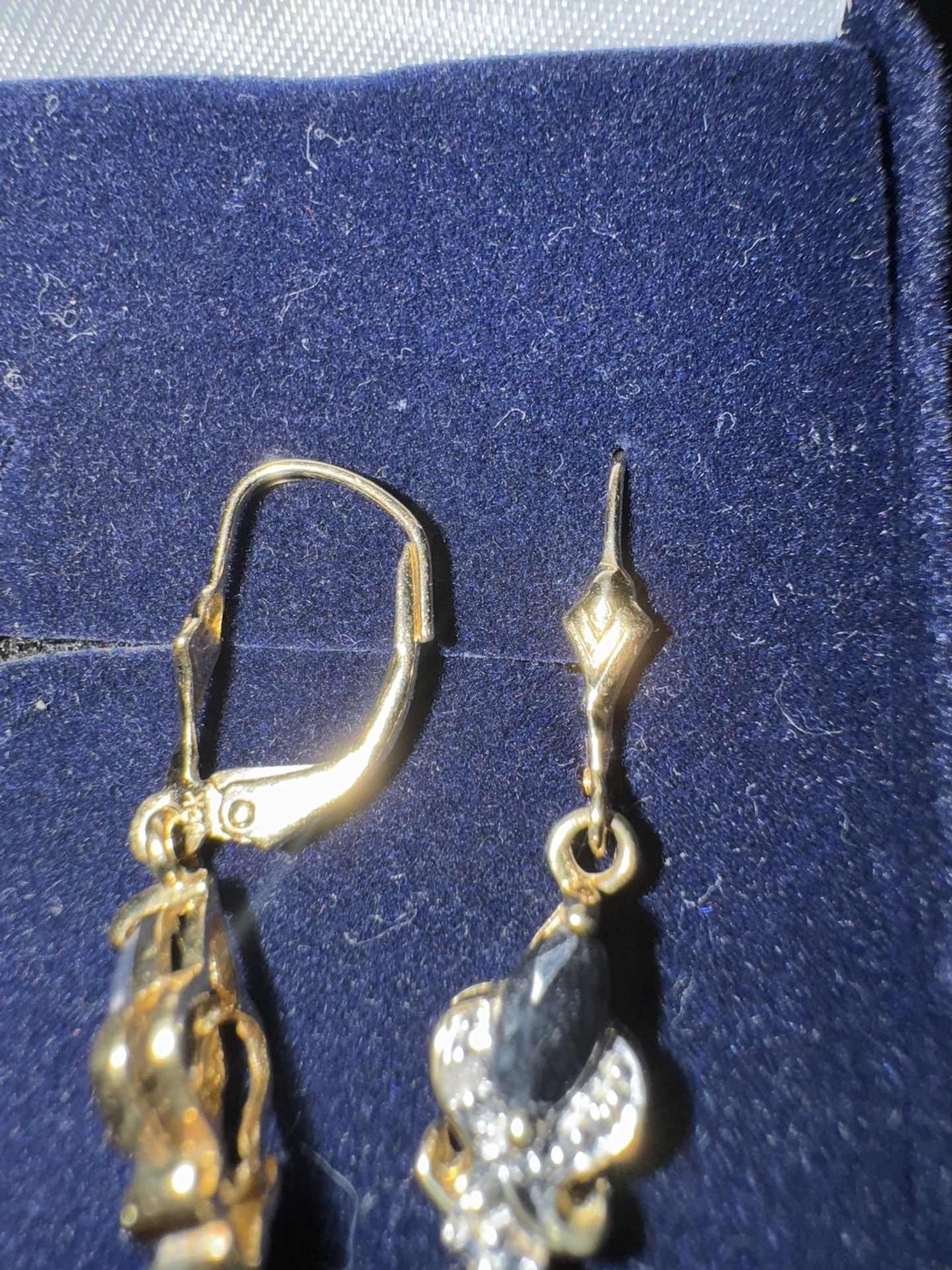 10 K Sapphire And Diamond Earrings