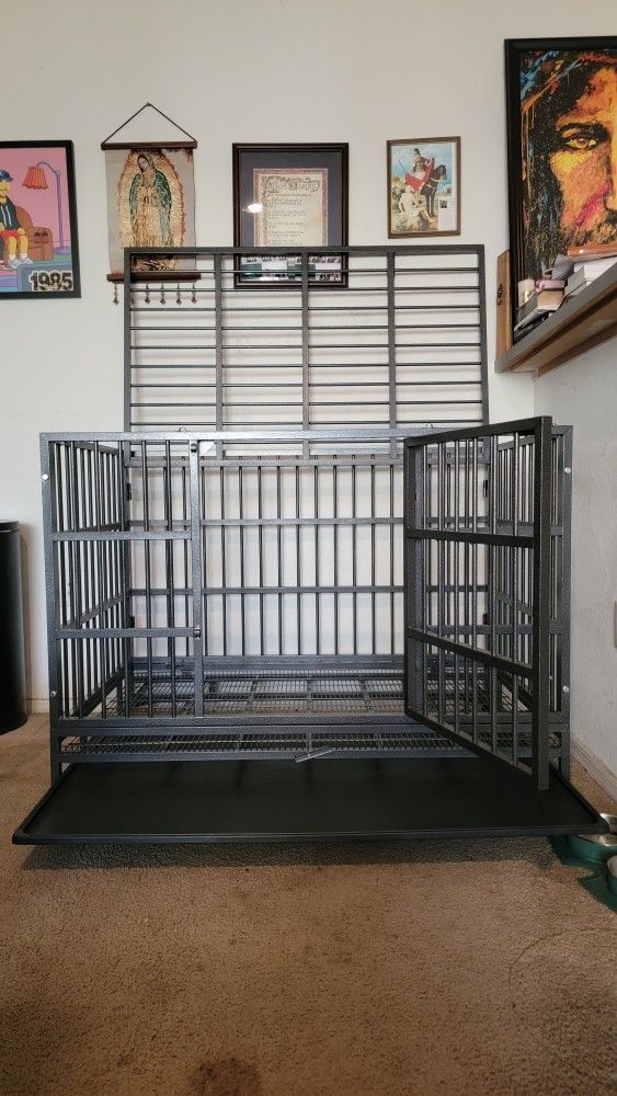 π₯ Like-New XL Indestructible Dog Crate β Heavy-Duty, Foldable, Escape-Proof! ππΆ