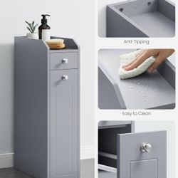 Slim Storage Cabinet, Narrow Storage Organizer with Slide Out Drawers, Freestanding Toilet Paper Holder, Small Space Skinny Cabinet for Bathroom Kitch