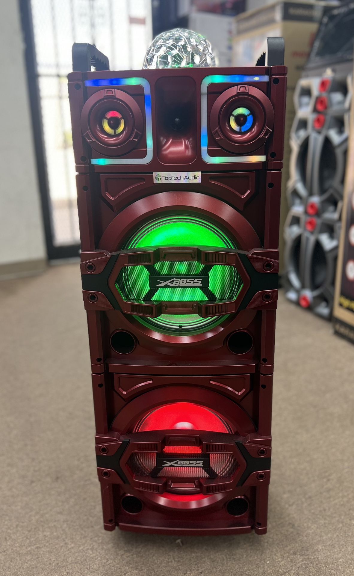 🔥LABOR DAY SPECIAL🔥FULLY AMPLIFIED RECHARGEABLE PORTABLE 16000W PEAK POWER 2x10” SPEAKER WITH DISCO BALL