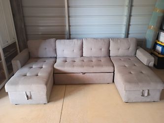 Modular Sleeper Sofa Bed with Storage Chaise,U-shaped Sofa with Pull-out Bed